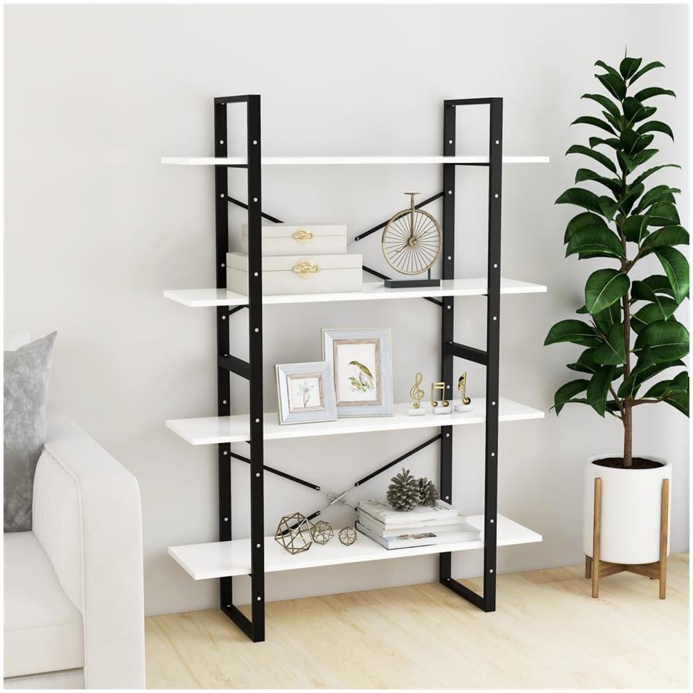 Libreria a 4 Ripiani Bianca 100x30x140 cm in Legno Multistrato - Foto 3