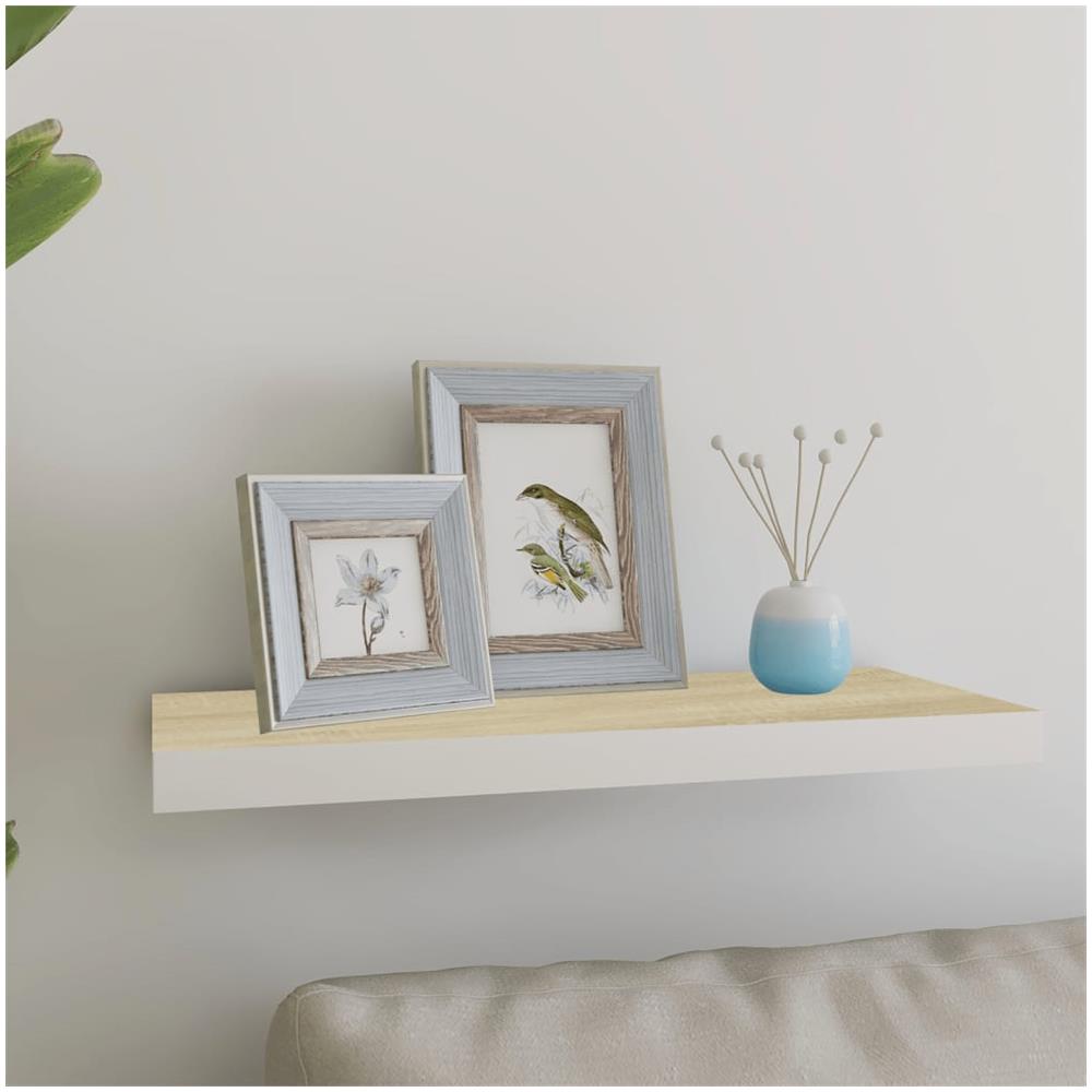 Scaffale A Parete Rovere E Bianco 60x23,5x3,8 Cm In Mdf - Foto 1