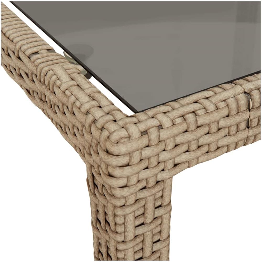 Tavolo Giardino Beige 190x90x75 Cm Vetro Temperato Polyrattan - Foto 5