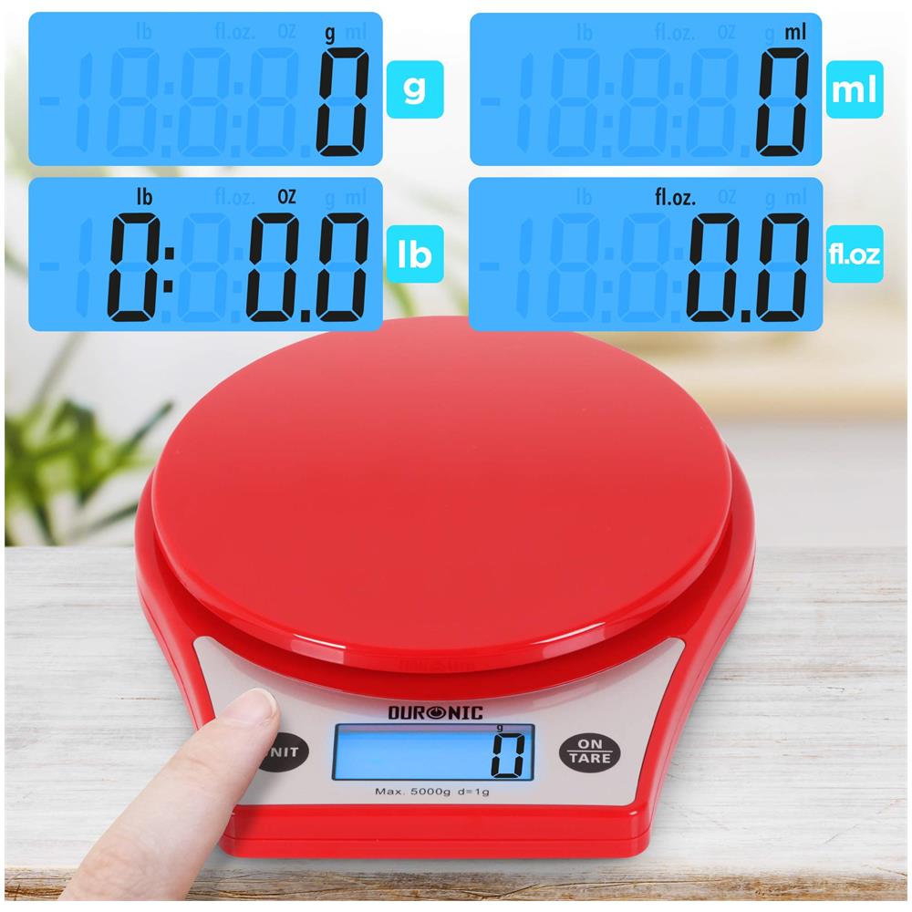 Ks6000 Rd Bilancia Da Cucina | Bilancia Ad Alta Precisione Con Display Digitale Retro Illuminato | Portata 1g / 5 Kg Con Ciotola Da 2 L | Piattaforma Nera | Funzione Tara | Ideale Per Cucina E Pasticceria - Foto 2