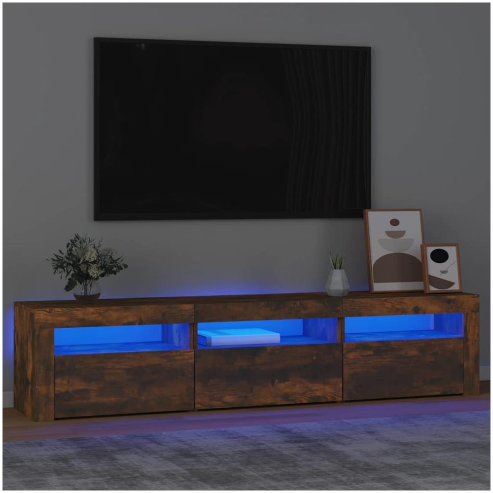 Mobile Porta Tv Con Luci Led Rovere Fumo 180x35x40 Cm - Foto 1