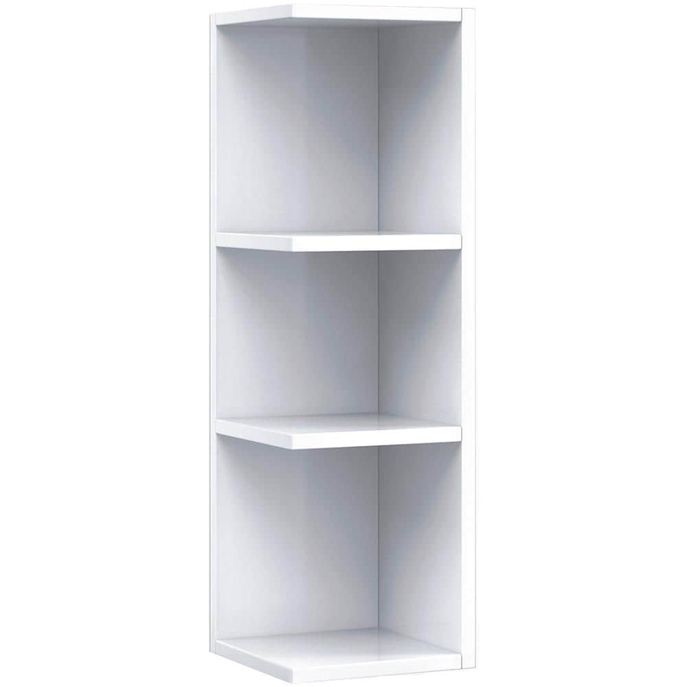 Mobile Pensile Bagno Tacoma, Mobile Colonna Sospeso Per Bagno, Armadietto Ad Angolo Con 3 Ripiani Aperti, 20x20h65 Cm, Bianco - Foto 2