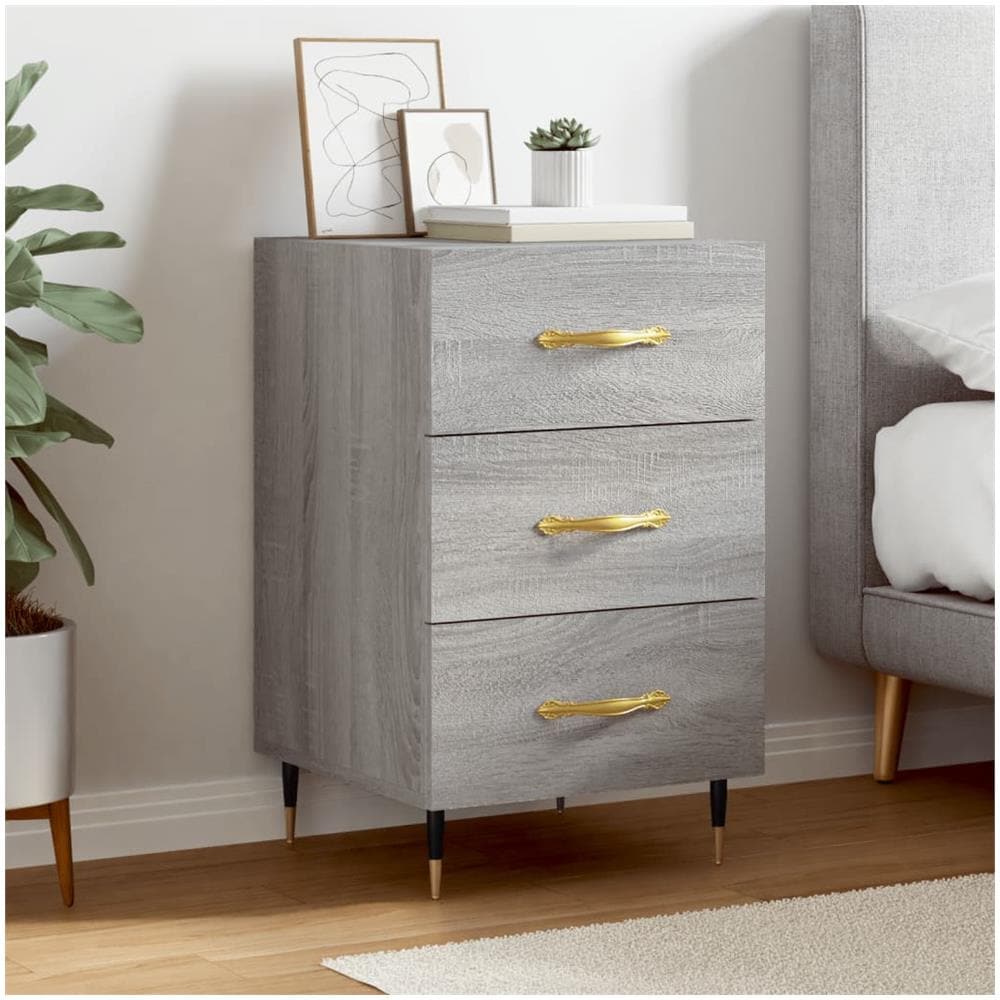 Comodino Grigio Sonoma 40x40x66 Cm In Legno Multistrato - Foto 1