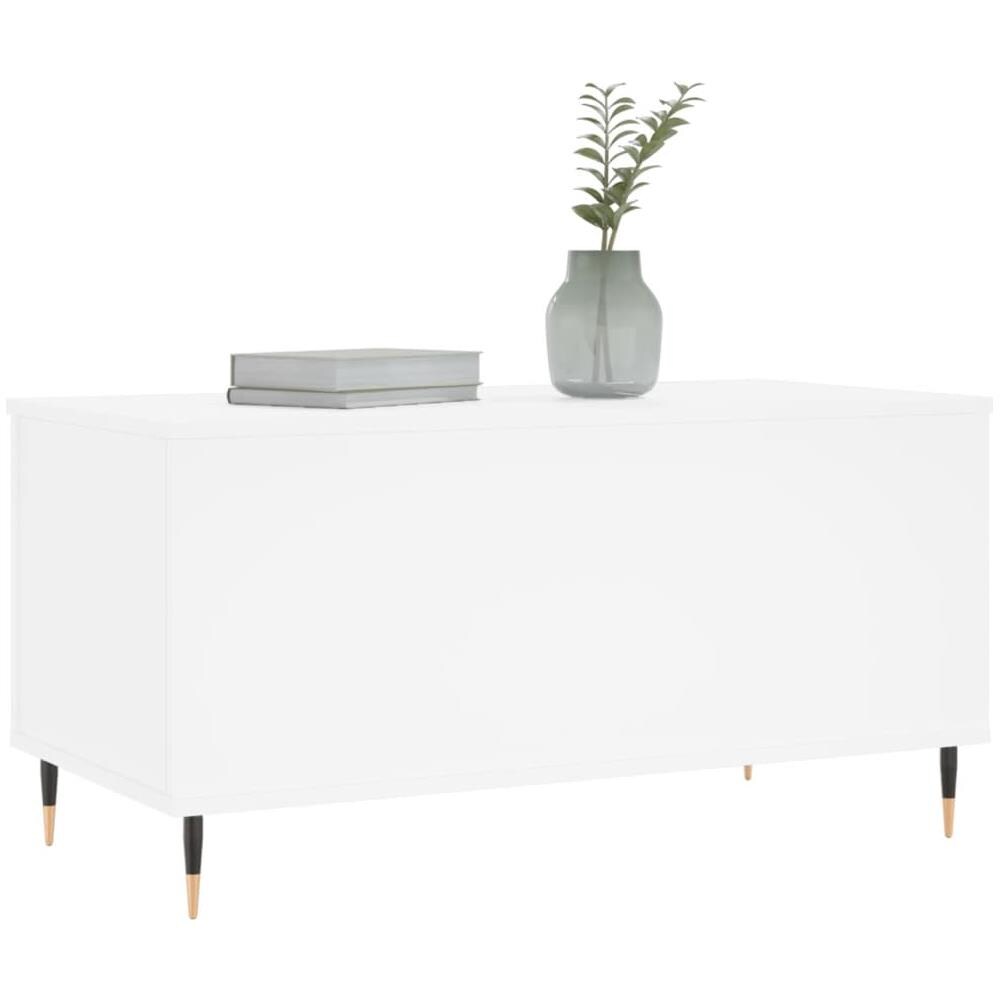 Tavolino Da Salotto Bianco 90x44,5x45 Cm In Legno Multistrato - Foto 3