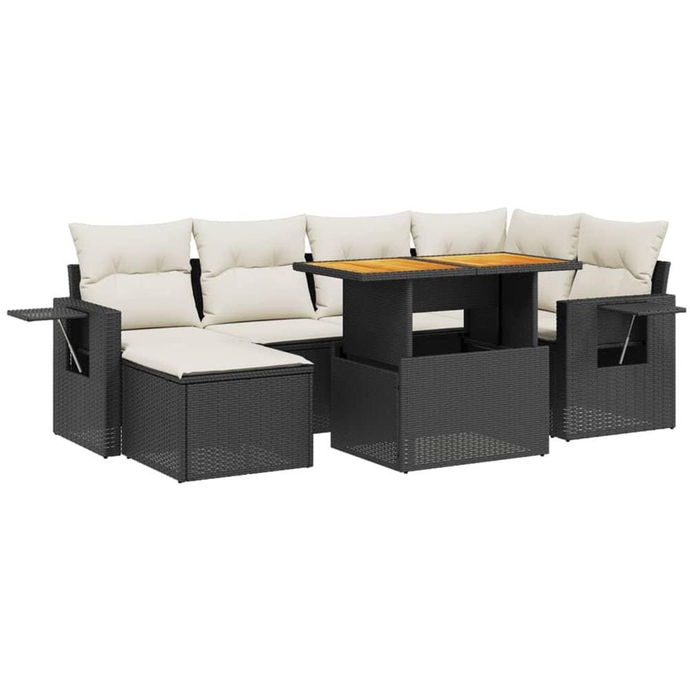 Set Divani da Giardino con Cuscini 7pz Nero Polyrattan - Foto 1