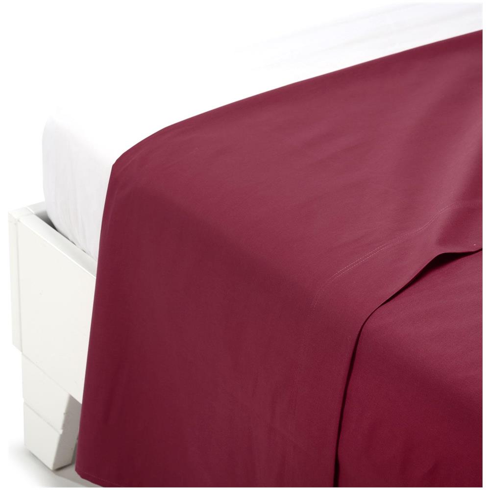 Lenzuolo Superiore In Cotone Colore Bordeaux Misura Singolo - Foto 1