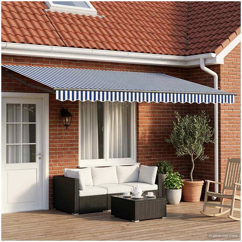 Tenda retrattile manuale con LED Blu e Bianco 4 x 2 m - Foto 2