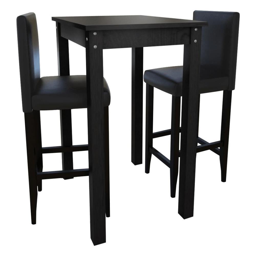 Set Tavolino Da Bar Con 2 Sgabelli Neri - Foto 1