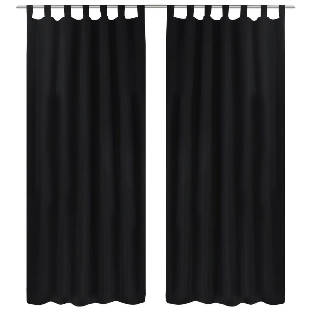 Tende Micro-raso Nere 2 Pezzi Con Occhielli 140 X 225 Cm - Foto 1