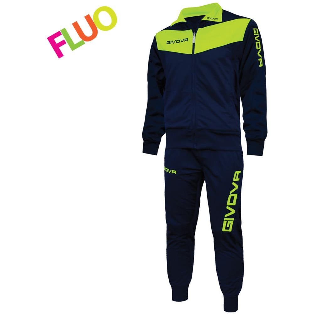 Tuta Visa Givova - Completo Di Giacca A Manica Lunga E Pantalone Di Colore Blu / giallo Fluo Taglia 2xl - Foto 1