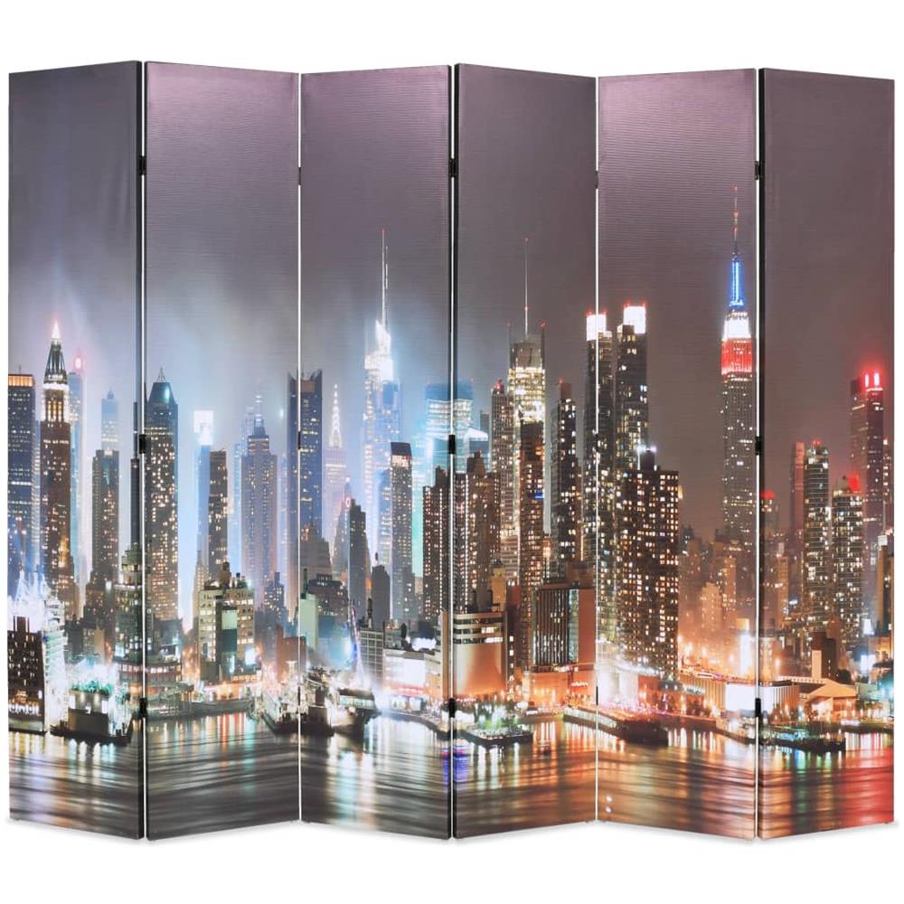 Paravento Pieghevole 228x170 cm Stampa New York di Notte - Foto 1