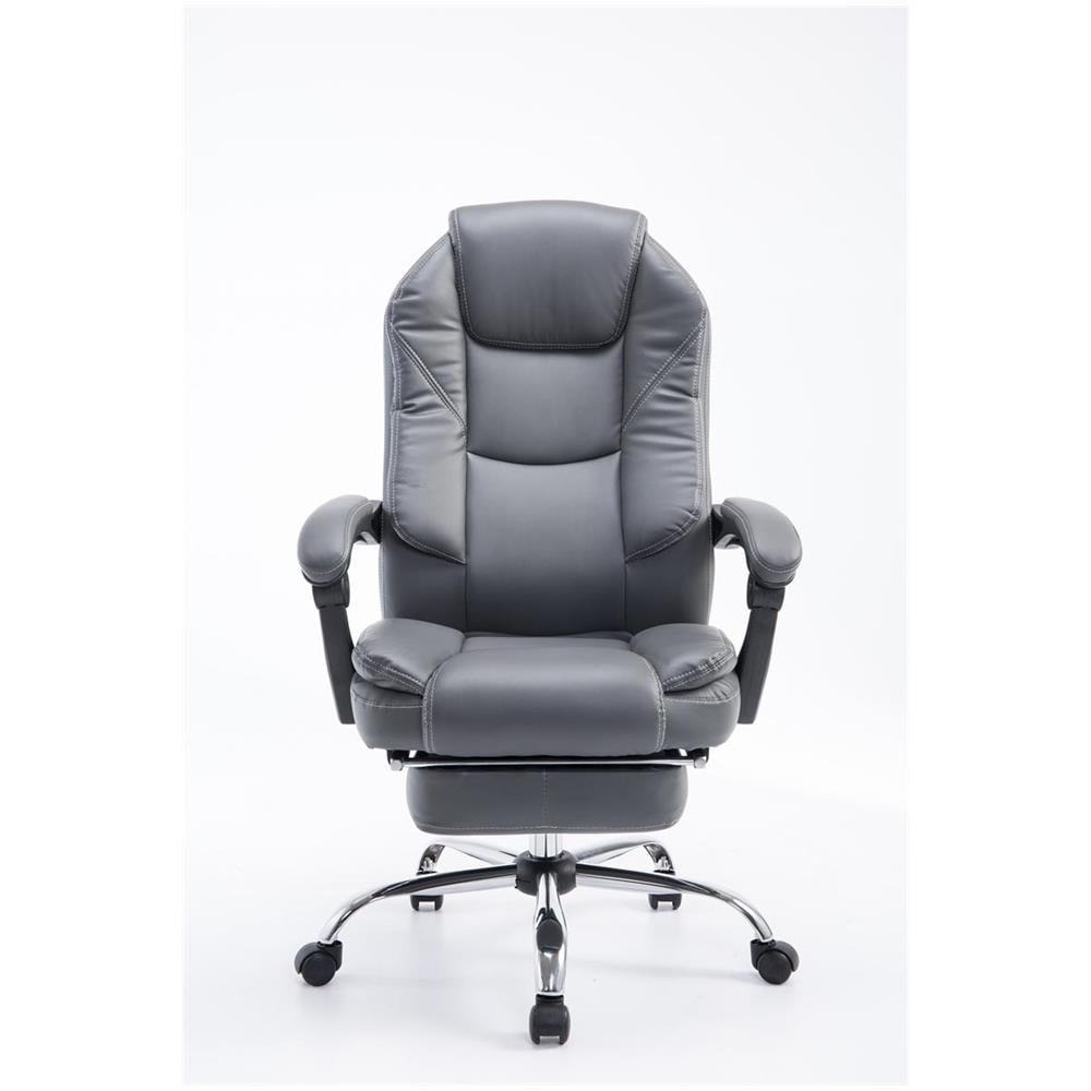 Poltrona Presidenziale Relax Castle in Similpelle- Sedia Ergonomica Imbottita con Poggiapiedi Estraibile I Poltrona Pc Regolabile e Reclinabile, Carico Max 130kg Grigio - Foto 2