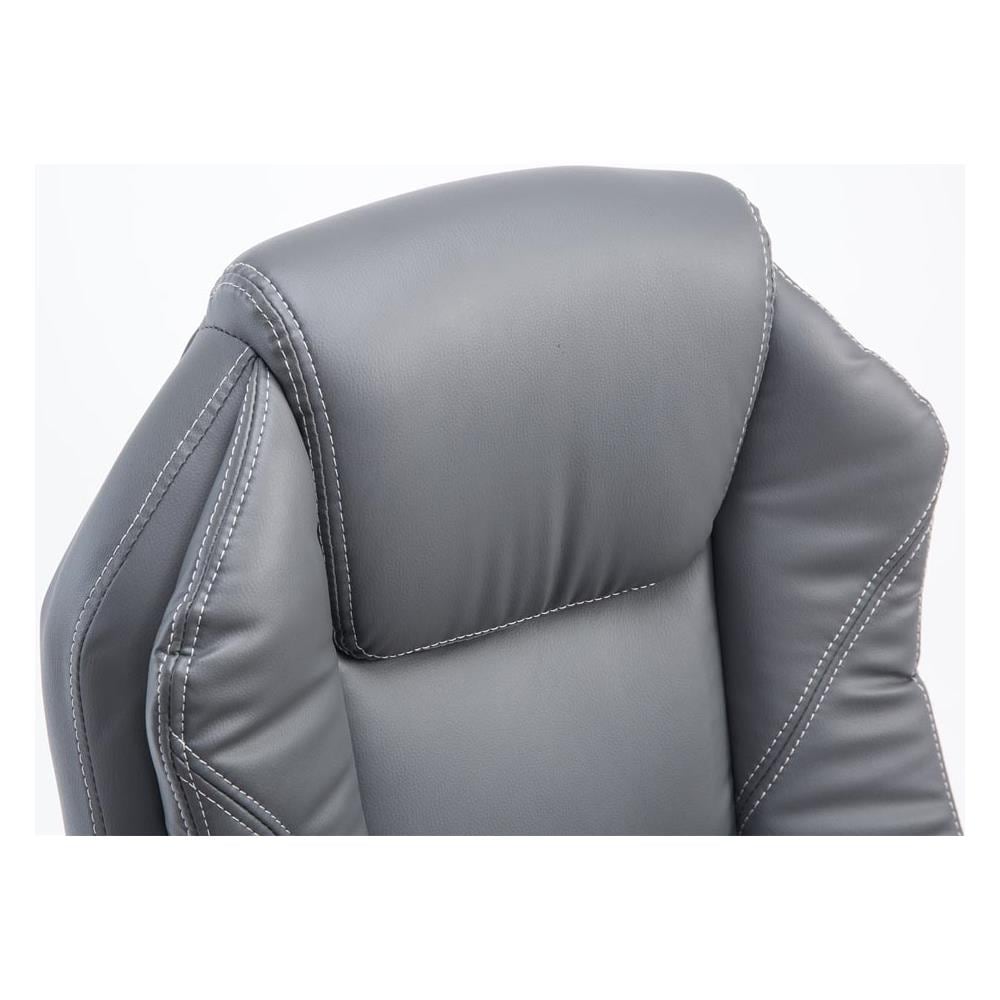 Poltrona Presidenziale Relax Castle in Similpelle- Sedia Ergonomica Imbottita con Poggiapiedi Estraibile I Poltrona Pc Regolabile e Reclinabile, Carico Max 130kg Grigio - Foto 5