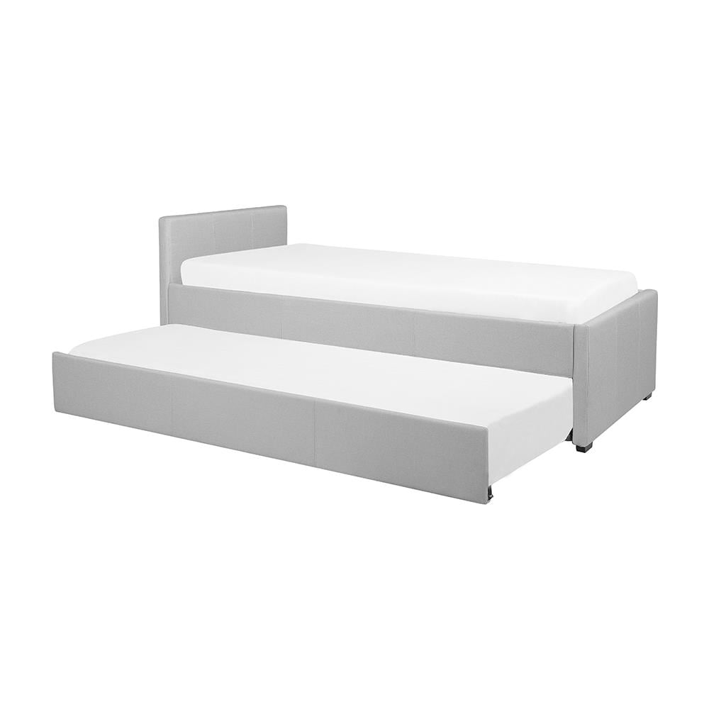 Letto Singolo Con Letto Estraibile In Tessuto Grigio Chiaro 90x200 Cm Marmande - Foto 2