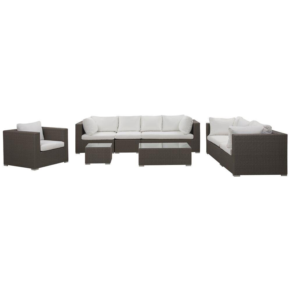 Lounge Set Con 8 Posti A Sedere Di Rattan Sintetico Taupé / crema Maestro Ii - Foto 2