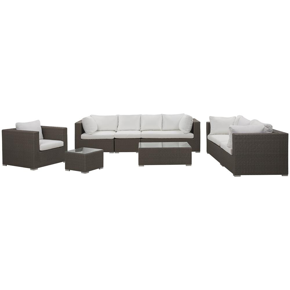 Lounge Set Con 8 Posti A Sedere Di Rattan Sintetico Taupé / crema Maestro Ii - Foto 1
