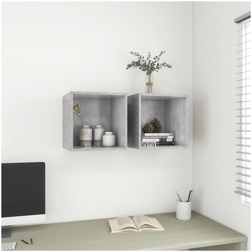 Mobili a Muro 2pz Grigio Cemento 37x37x37 cm Legno Multistrato - Foto 1