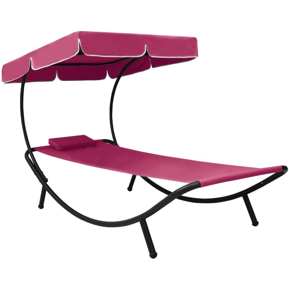 Lettino Prendisole con Baldacchino e Cuscino Rosa - Foto 1