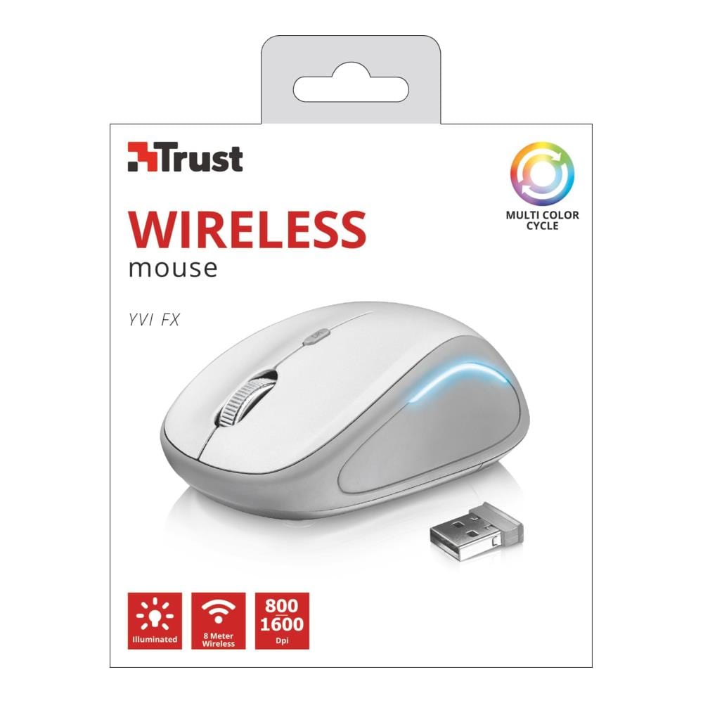 Yvi FX RF Wireless Ottico 1600DPI Ambidestro Grigio, Bianco mouse - Foto 2