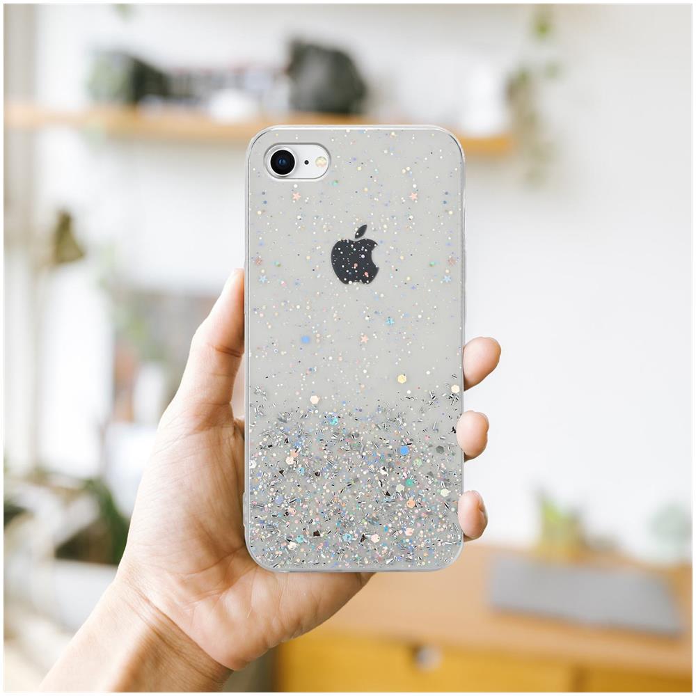 Cadorabo Custodia Compatibile Con Apple Iphone 7 / 7s / 8 / Se 2020 In Trasparente Con Glitter - Coperchio Protettivo In Silicone Tpu Flessibile Con Glitter Scintillanti - Foto 8