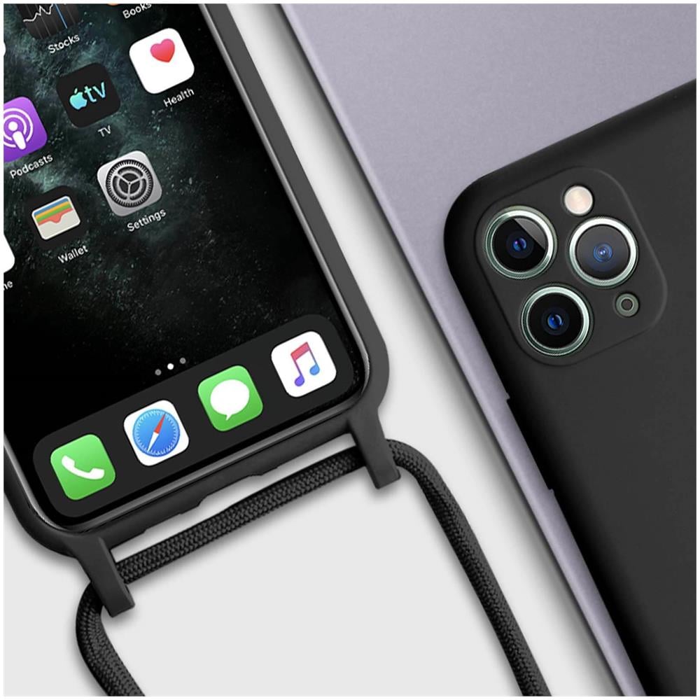 Cover Semirigida Per Iphone 11 Pro Max Cordino Nylon Intrecciato 80 Cm Nera - Foto 2