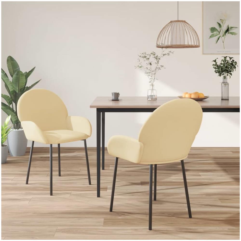 Sedie Da Pranzo 2 Pz Crema In Velluto - Foto 1