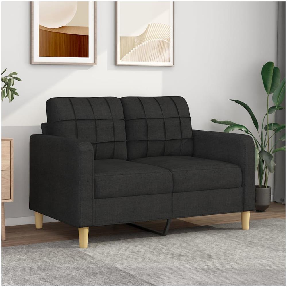 Divano A 2 Posti Nero 120 Cm In Tessuto - Foto 1