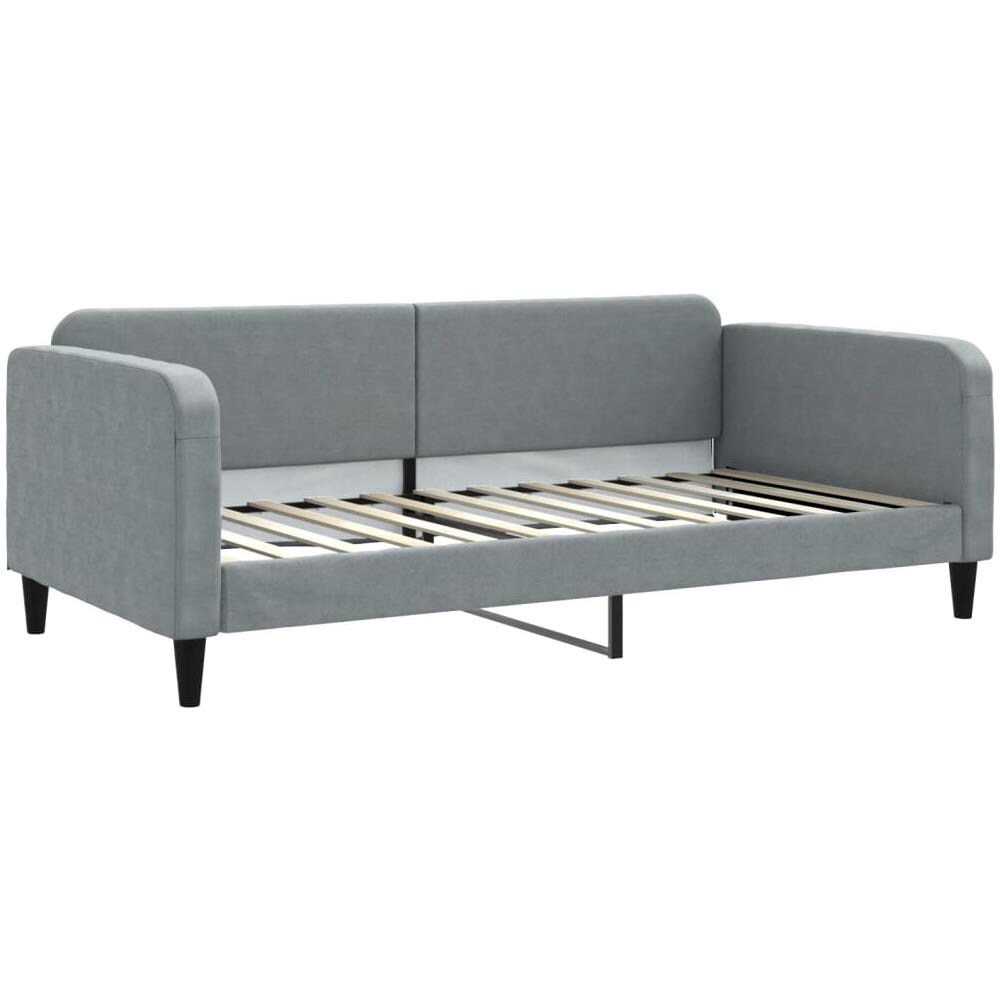 Letto Da Giorno Grigio Chiaro 100x200 Cm In Tessuto - Foto 1
