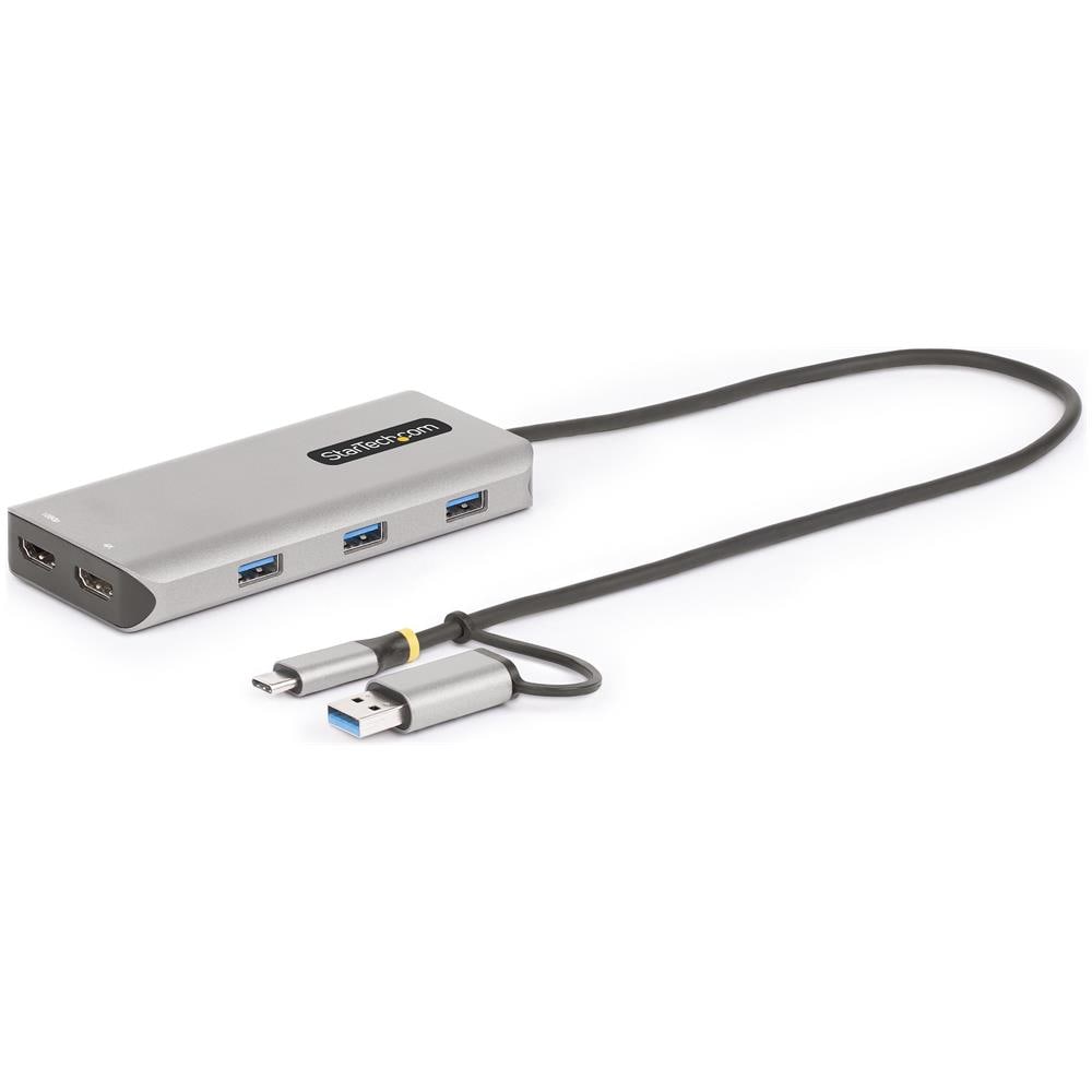 Adattatore multiporta USB-C con dongle USB-C a USB-A, doppio HDMI (4K30Hz / 1080p60Hz), Hub USB-A 5Gbps a 3 porte, mini dock da viaggio, docking station USB tipo C per laptop, Cavo da 40 cm - Foto 1