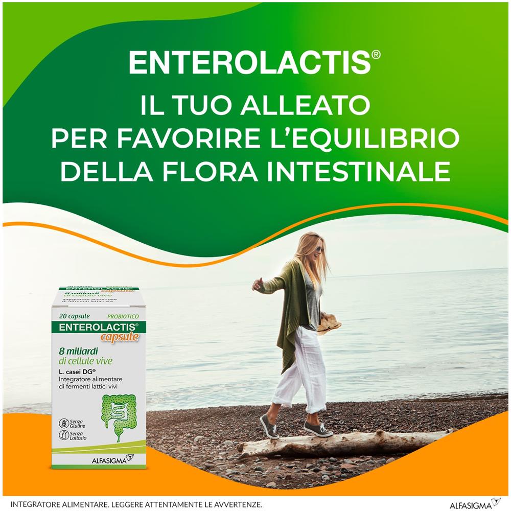 Enterolactis 20 Capsule 8 Miliardi di Cellule Vive - Foto 1