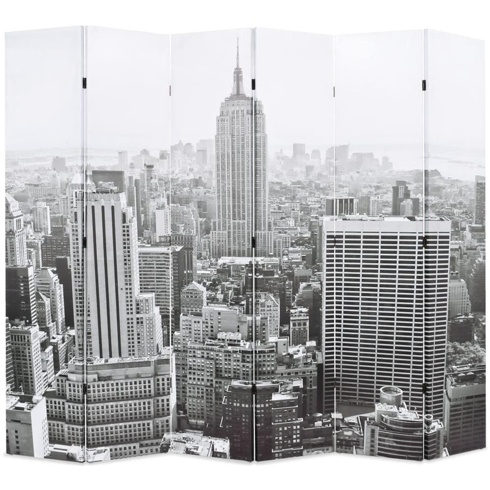 Paravento Pieghevole 228x170 cm Stampa New York Bianco e Nero - Foto 1