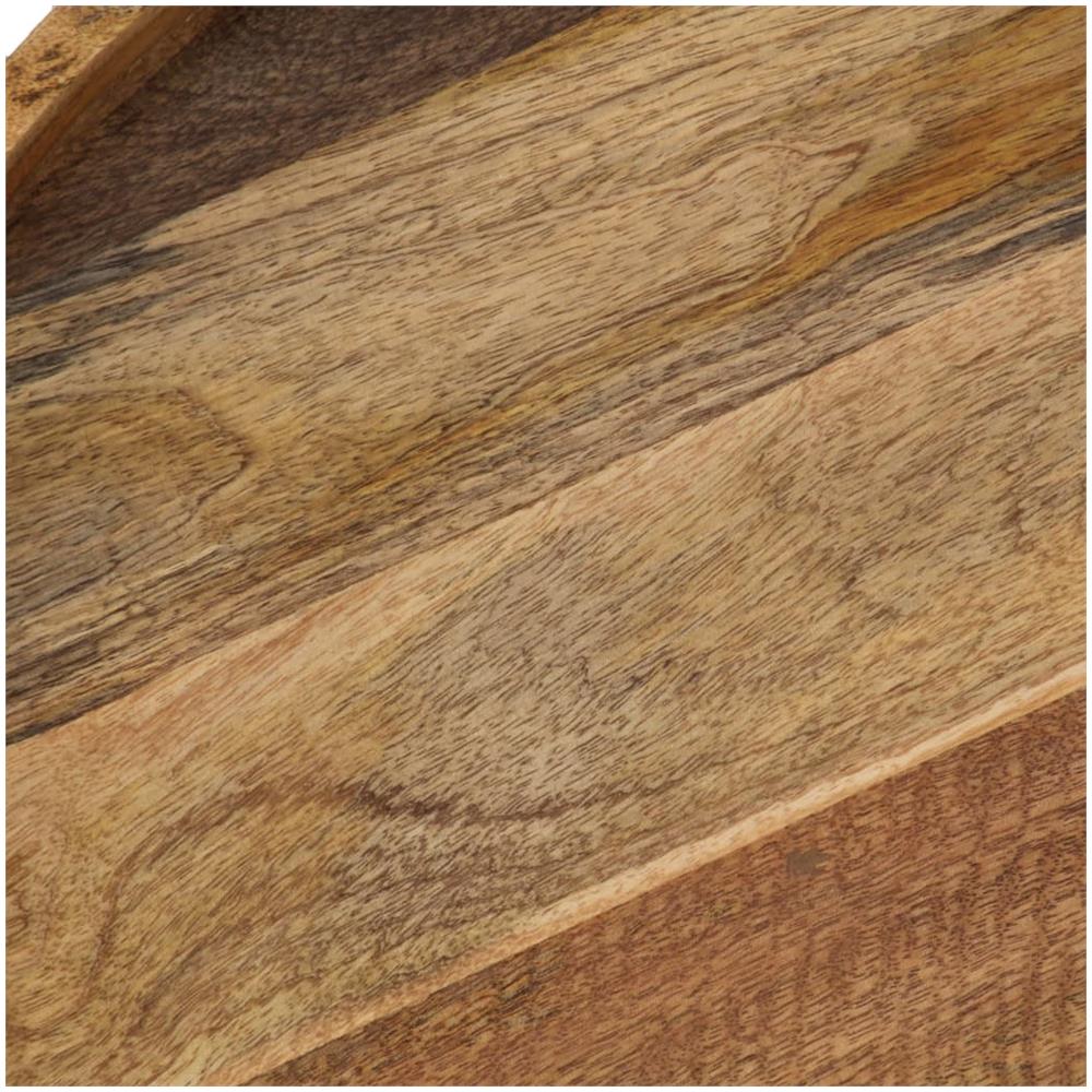 Tavolino Da Caffè Legno Massello Di Mango E Acciaio 50x40 Cm - Foto 2