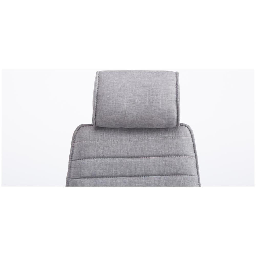 Poltrona da Ufficio Rako con Poggiatesta in Tessuto e Metallo - Poltrona Direzionale Regolabile 46-57cm - Sedia Imbottita con Braccioli e Ruote Grigio Chiaro - Foto 5