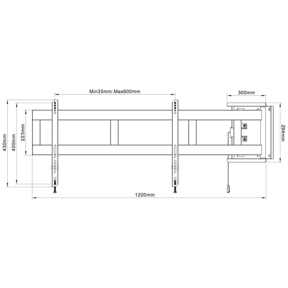 Staffa Top a Bandiera per TV o Monitor da 48 a 69" Vesa 600×400 Colore Nero - Foto 4
