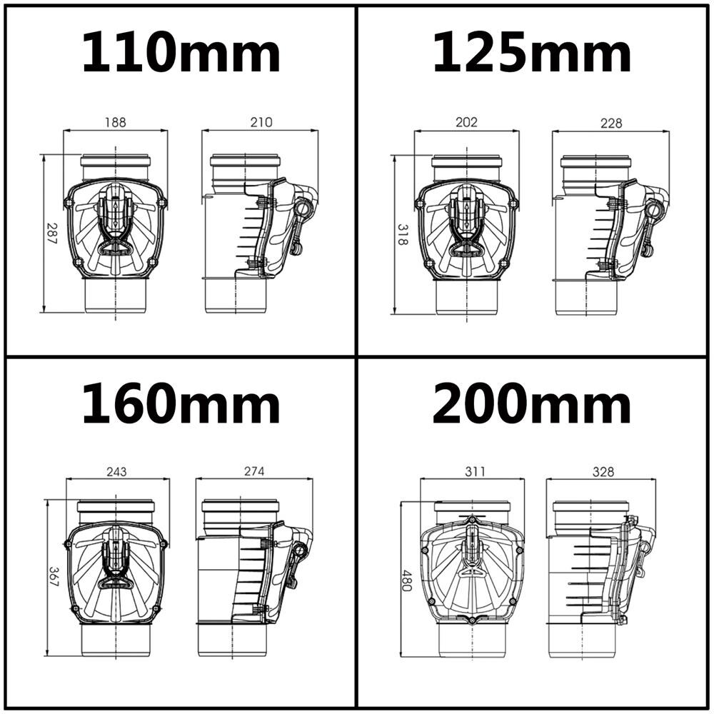 200mm Polipropiùene Nonritorno Valvola Acqua Stagnante Impedito - Foto 3
