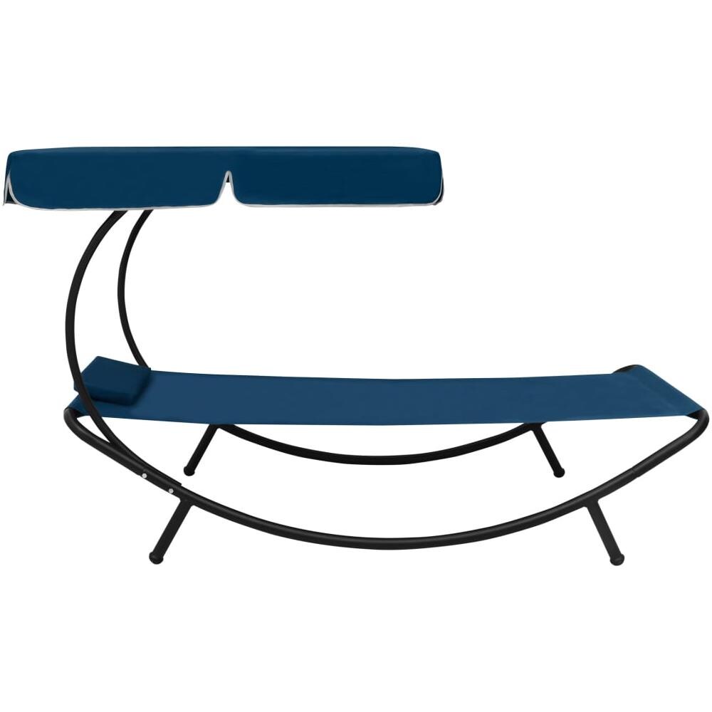 Lettino Prendisole con Baldacchino e Cuscino Blu - Foto 3