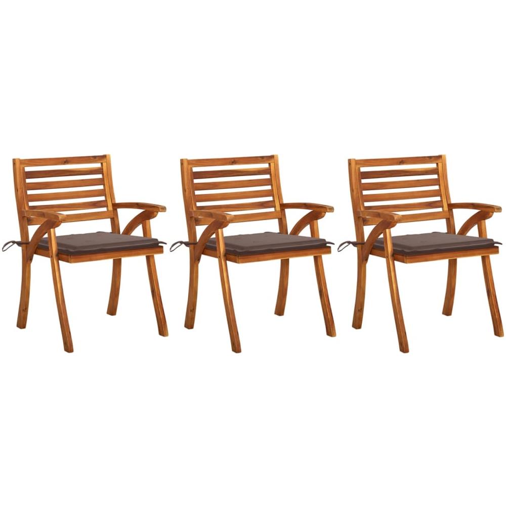 Sedie da Pranzo da Giardino con Cuscini 3 pz Massello di Acacia - Foto 1