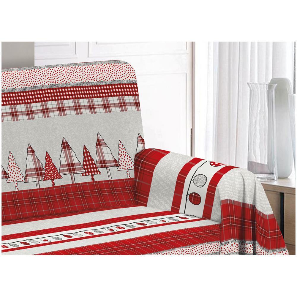 Telo Arredo Granfoulard Copritutto Cotone Copriletto Multiuso Disegni Invernali Ob 2 Piazze Oliver Rosso - Foto 7