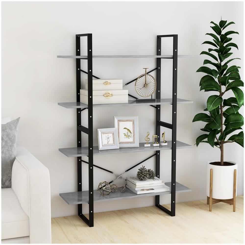 Libreria 4Ripiani Grigio Cemento 100x30x140cm Legno Multistrato - Foto 3