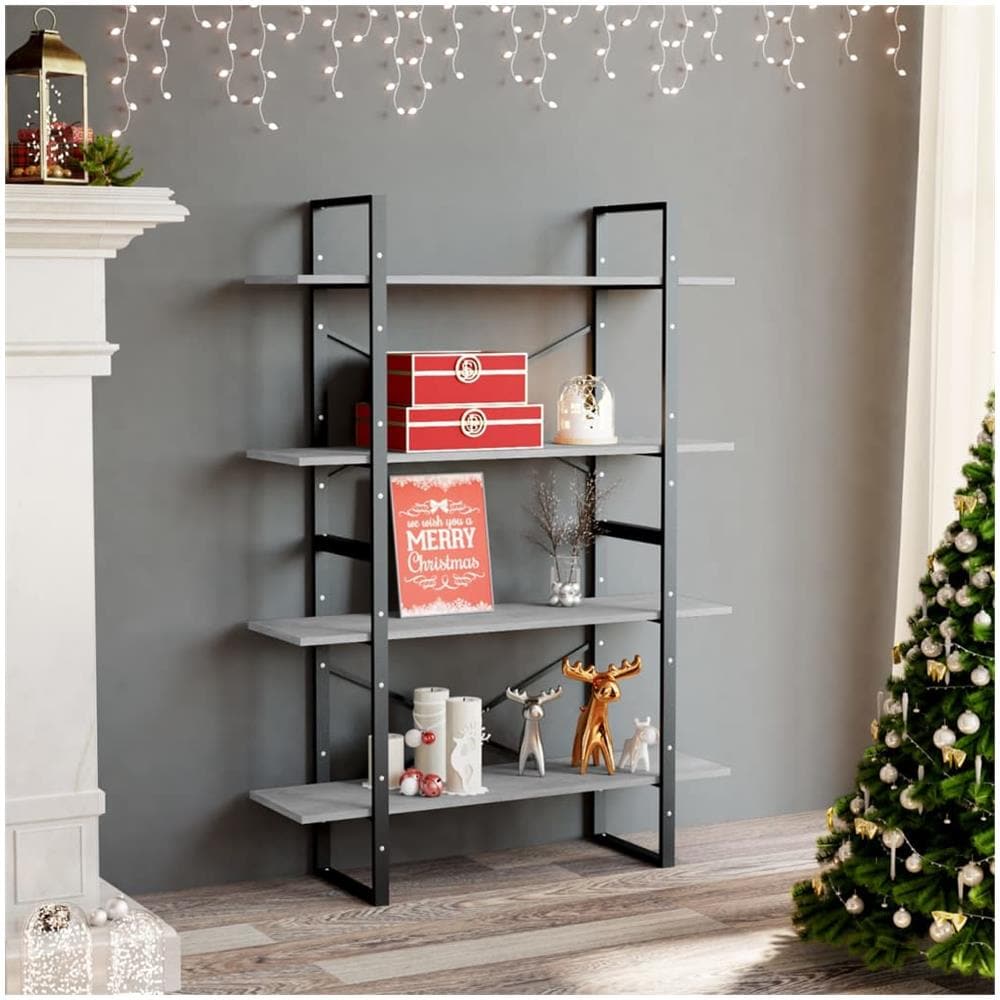 Libreria 4Ripiani Grigio Cemento 100x30x140cm Legno Multistrato - Foto 1