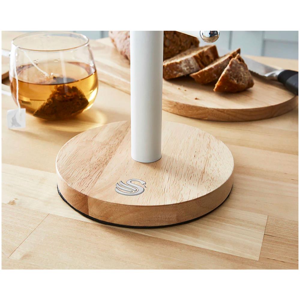 Nordic Nordic Porta Tazze Supporto Per 6 Tazze, Acciaio Al Carbonio E Bambù, Moderno Bianco - Foto 2