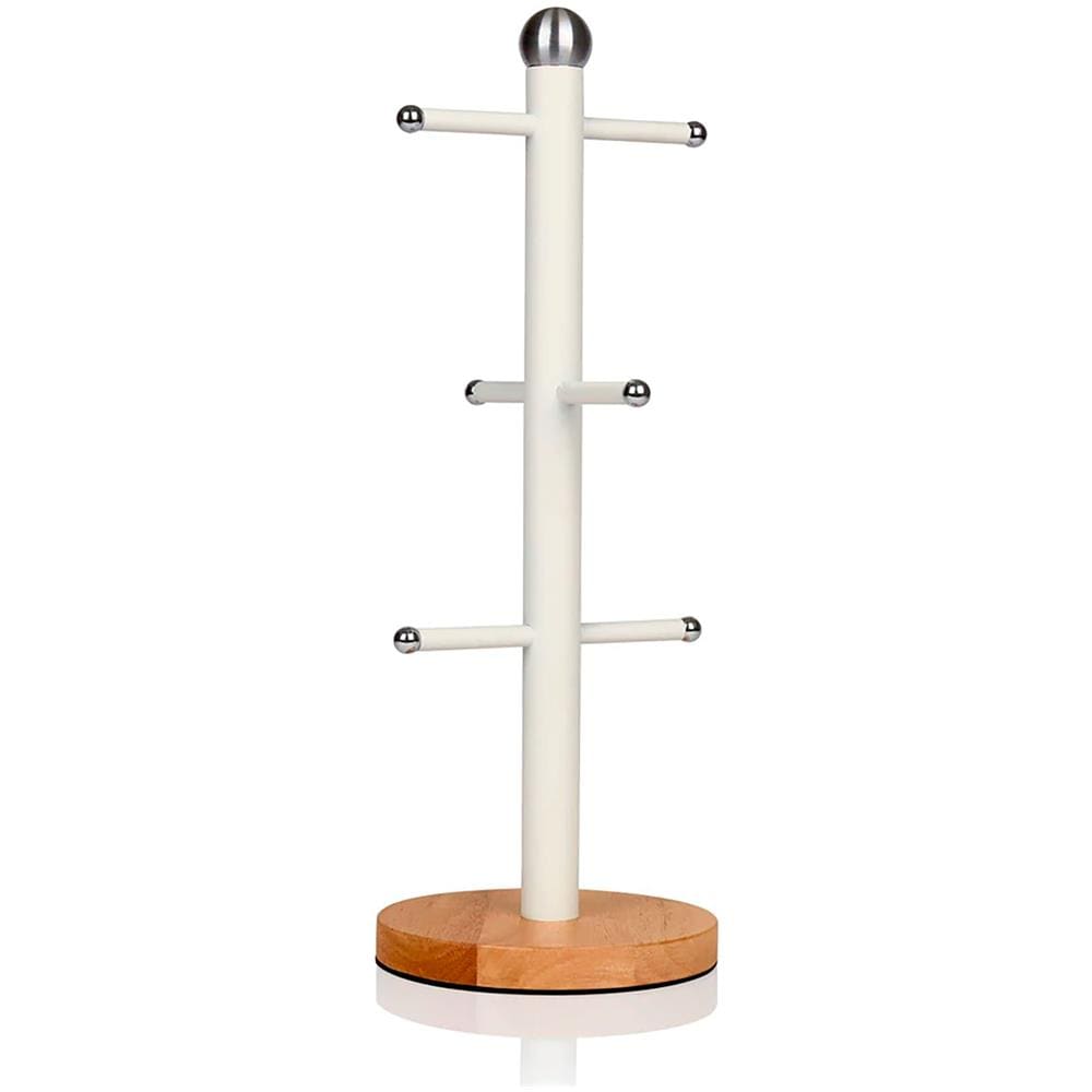 Nordic Nordic Porta Tazze Supporto Per 6 Tazze, Acciaio Al Carbonio E Bambù, Moderno Bianco - Foto 1