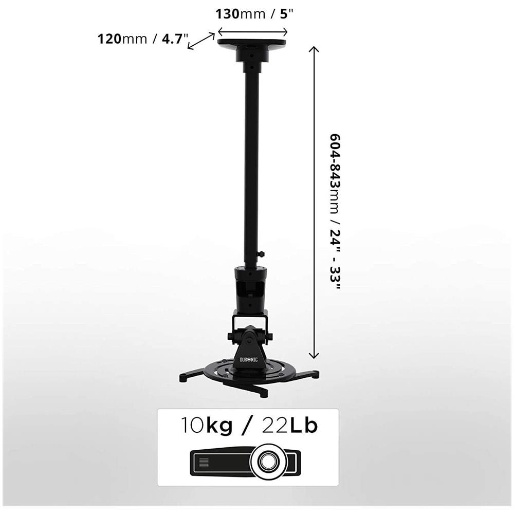 Pb02xl Supporto Universale Per Proiettore 10kg Estendibile Da 604mm A 843mm Montaggio Parete / Muro / Soffitto Staffa Videoproiettore Per Casa Ufficio Sale Riunioni - Foto 2