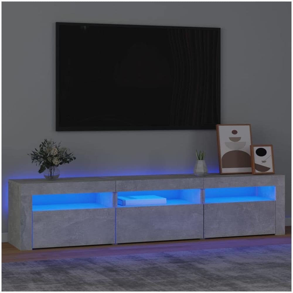 Mobile Porta TV con Luci LED Grigio Cemento 180x35x40 cm - Foto 1