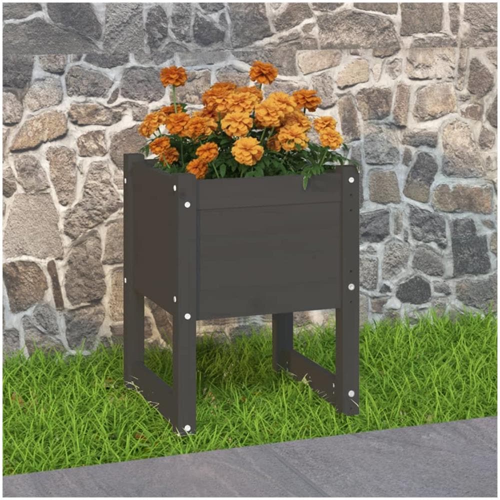 Fioriera Grigio 40x40x52,5 cm in Legno Massello di Pino - Foto 1