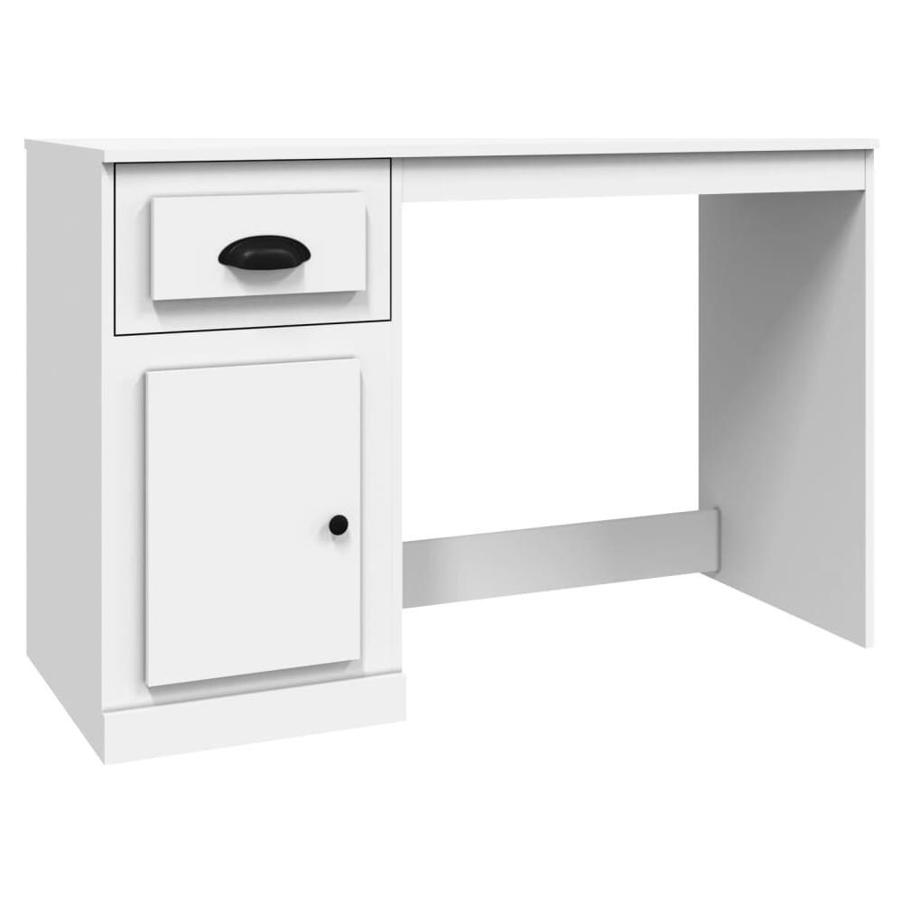 Scrivania Con Cassetto Bianca 115x50x75 Cm In Legno Multistrato - Foto 2