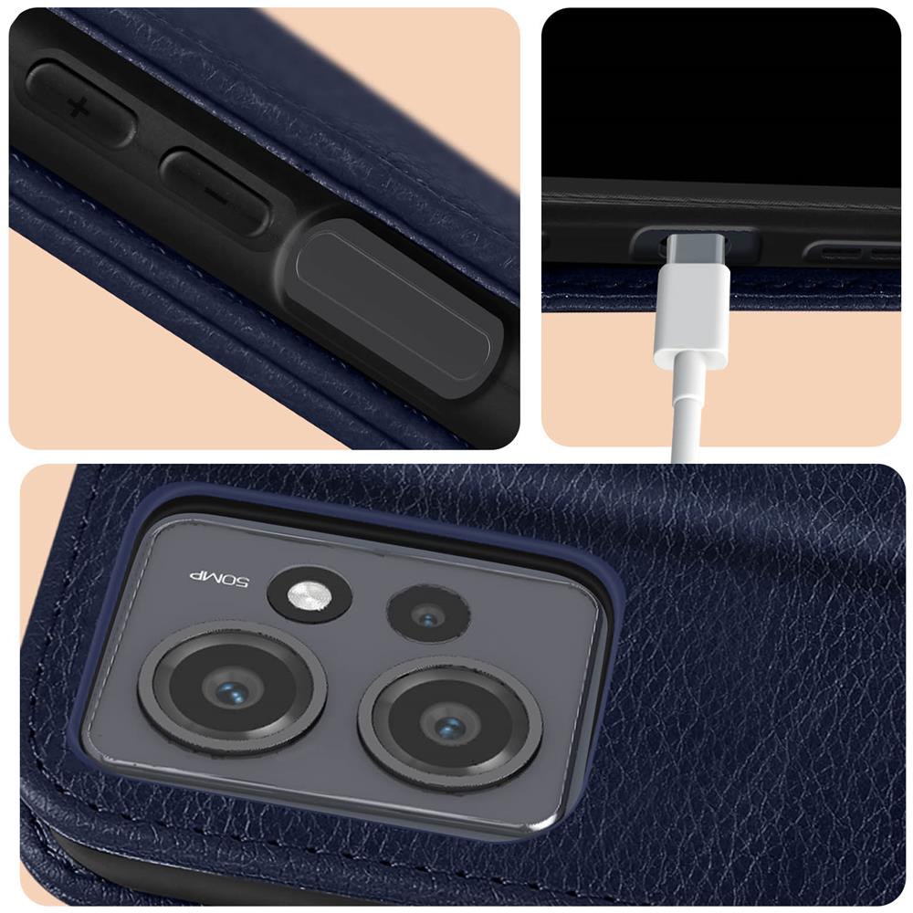 Custodia Per Xiaomi Redmi Note 12 4g, Portacarte E Funzione Supporto Blu - Foto 5