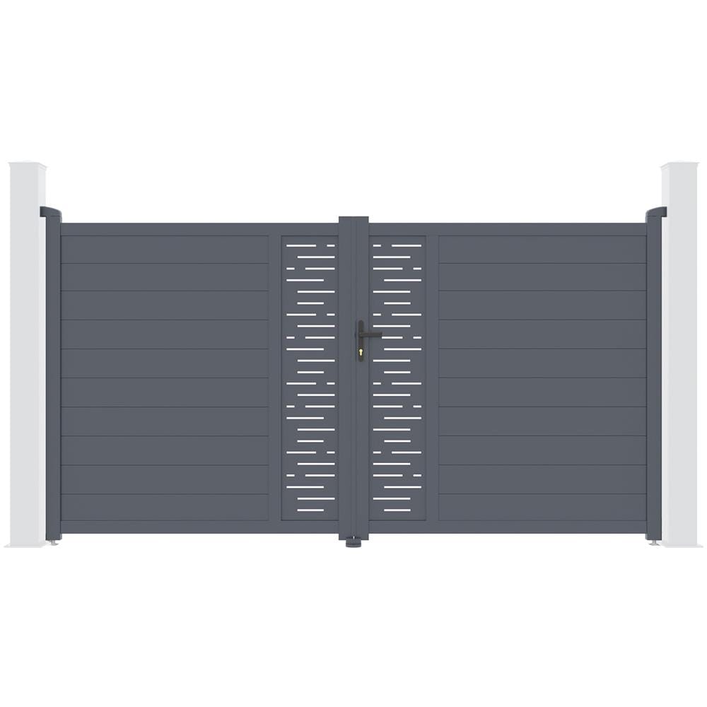 Pack Cancello A Battente Arlberg 300b180 + 2 Pali Alluminio H. 190cm Grigio - Foto 2