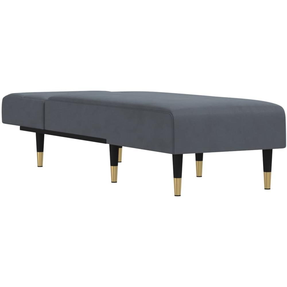 Chaise Longue In Velluto Grigio Scuro - Foto 3