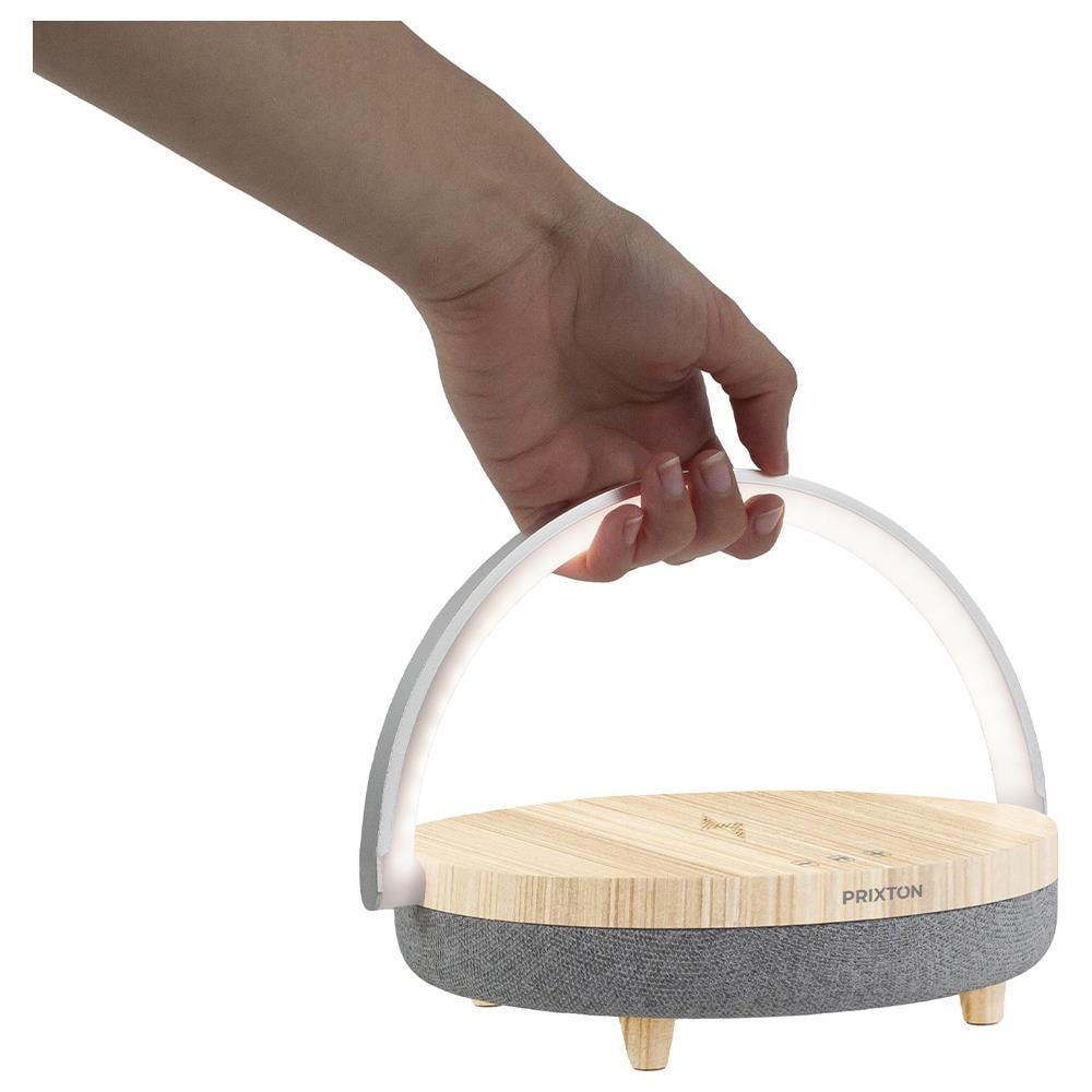 Lampada da Tavolo Led con Speaker da 10 Watt e Caricatore Wireless Touch Control 3 Livelli di Illuminazione Regolabili Colore Legno - Foto 6